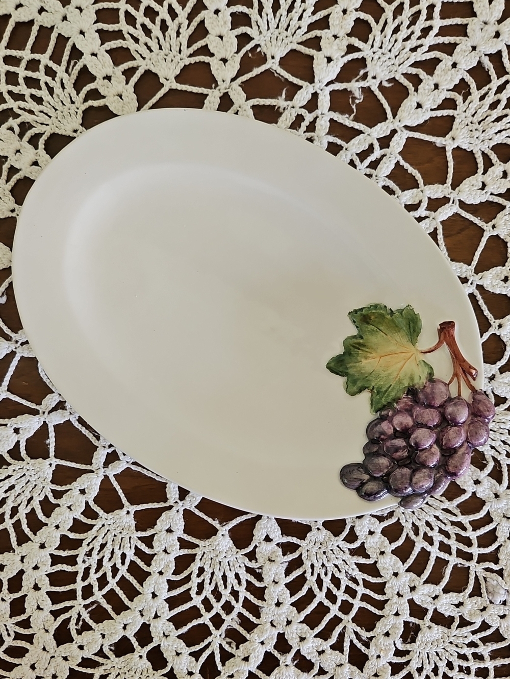 VTG San Marco Oval Grape Capodimonte Serving Plate